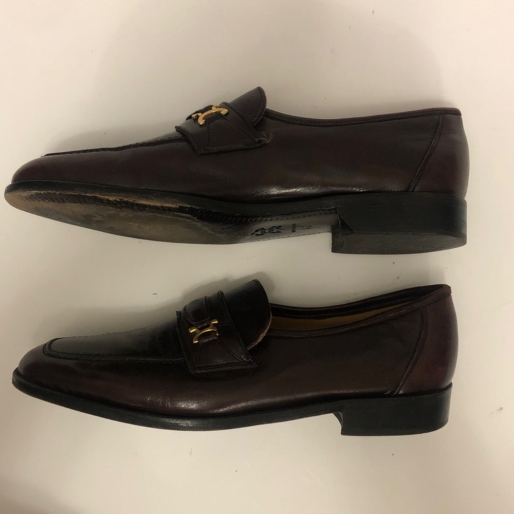 Creazioni Olimpica 43 Loafer Shoe Burgundy Leather Vero Cuoio Gold bits Vintage - Picture 3 of 10